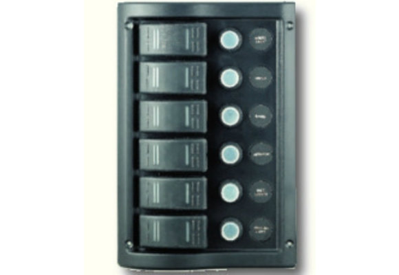 Schakelpaneel 12V 6 posities spatwaterdicht