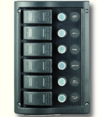 Schakelpaneel 12V 6 posities spatwaterdicht