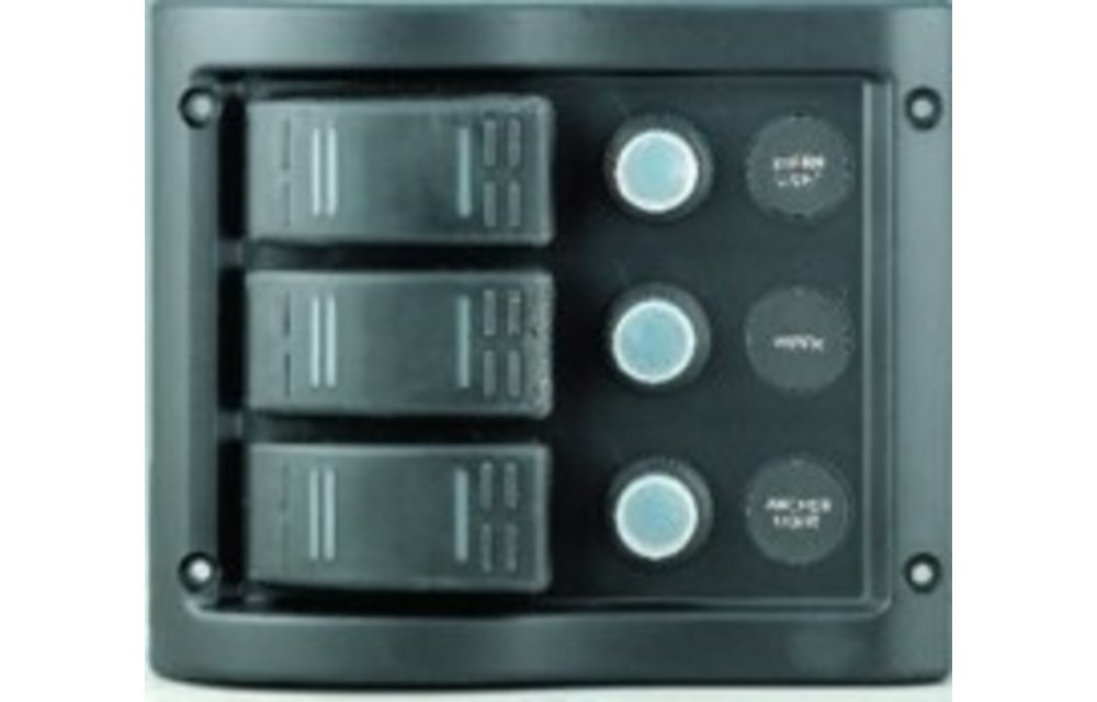 Allpa schakelpaneel 12V 3-schakelaars & LED-indicators autom. zekeringen (5A 10A 15A)
