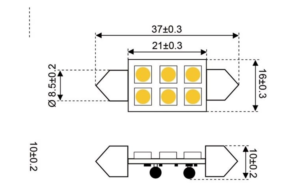 Ledlamp 6xSMD - Buis - 1.2 watt
