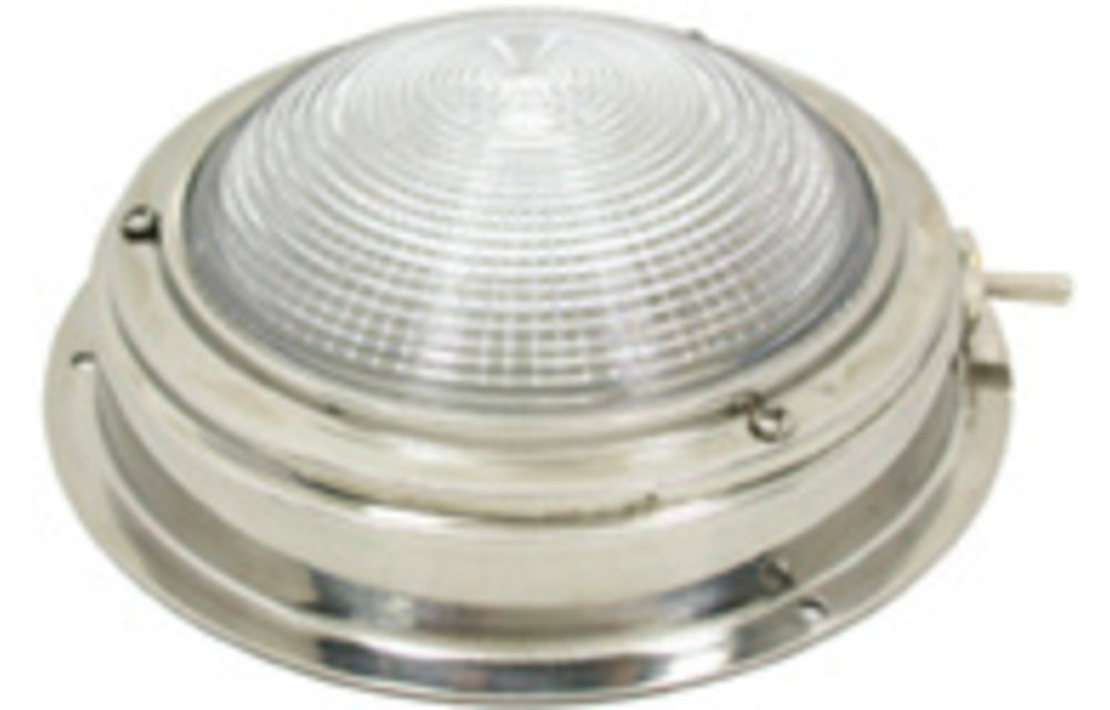 Allpa RVS Kajuitlamp met geribde lens 12V / 15W A=140mm B=98mm met ventilatie & schakelaar