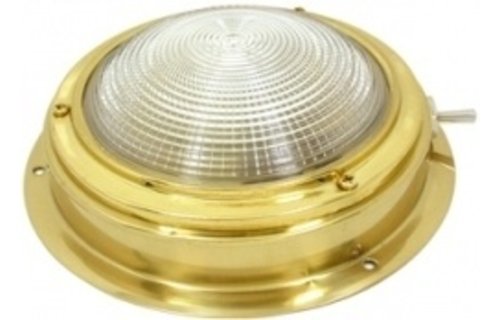 Allpa Messing Kajuitlamp met geribde lens  12V / 15W  A=170mm  B=115mm  met ventilatie & schakelaar