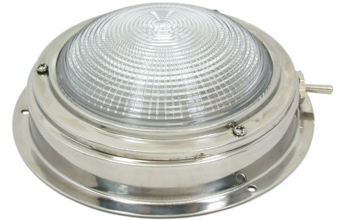 Allpa Messing Kajuitlamp met geribde lens  12V / 15W  A=170mm  B=115mm  met ventilatie & schakelaar