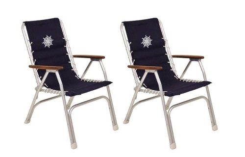 2 stuks nautische dekstoel | Blauw
