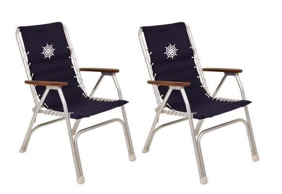2 stuks nautische dekstoel | Blauw