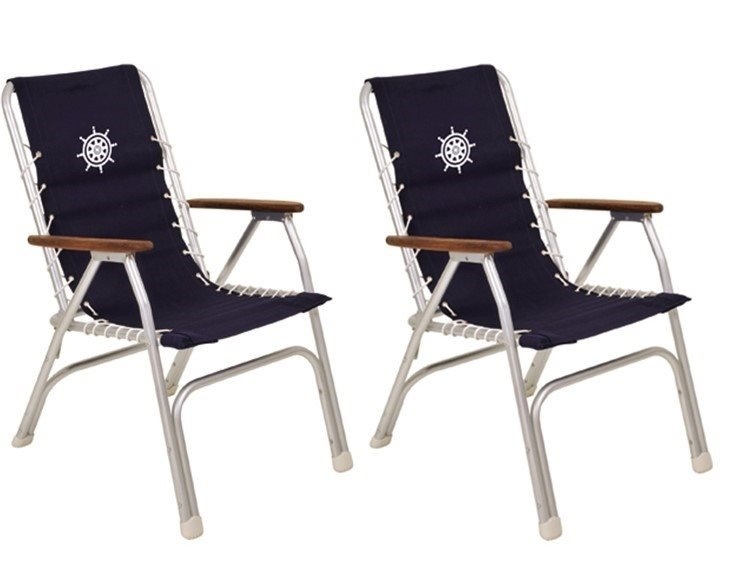 2 stuks nautische dekstoel | Blauw