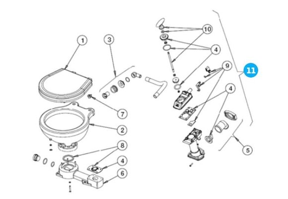 Johnson Pump handpomp voor scheepstoilet Johnson