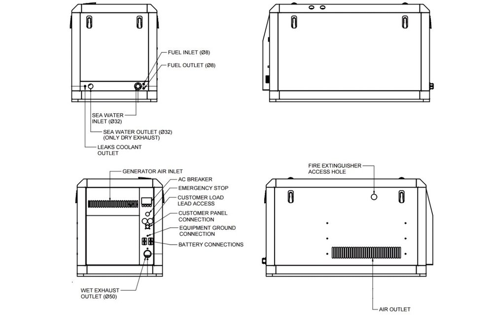 Solé Scheepsgenerator Mini 74 model 29 GSC  28 3kVA-28 3kW  1-fase  1500 omw./min
