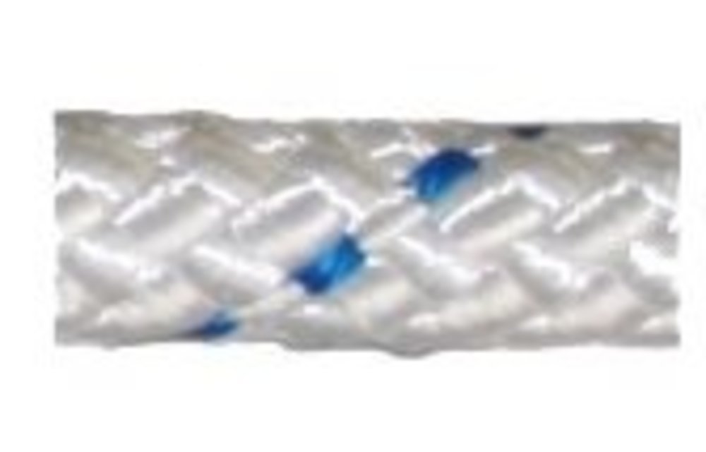 Allcord-17 Ø6mm Gevlochten schoot- & vallenlijn Easy Wit m.blauwe merkdraad (per rol 200m)