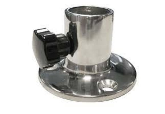 Vlaggenstokhouder RVS recht model 90° 81x42x45mm voor 25mm vlaggenstok