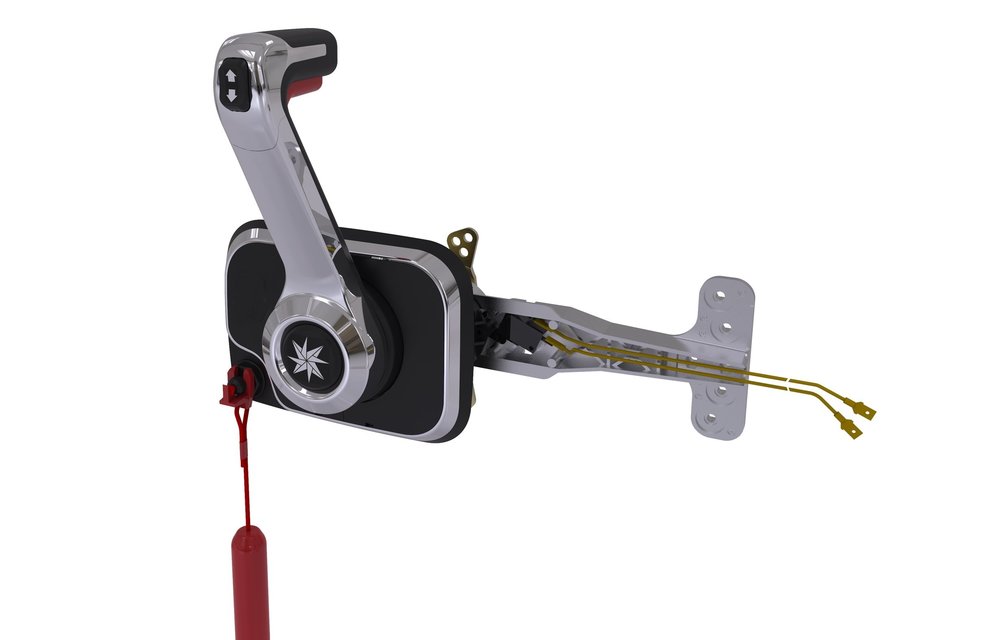 SeaStar Xtreme Side Mount Control  Chrome met trim- en noodstopschakelaar