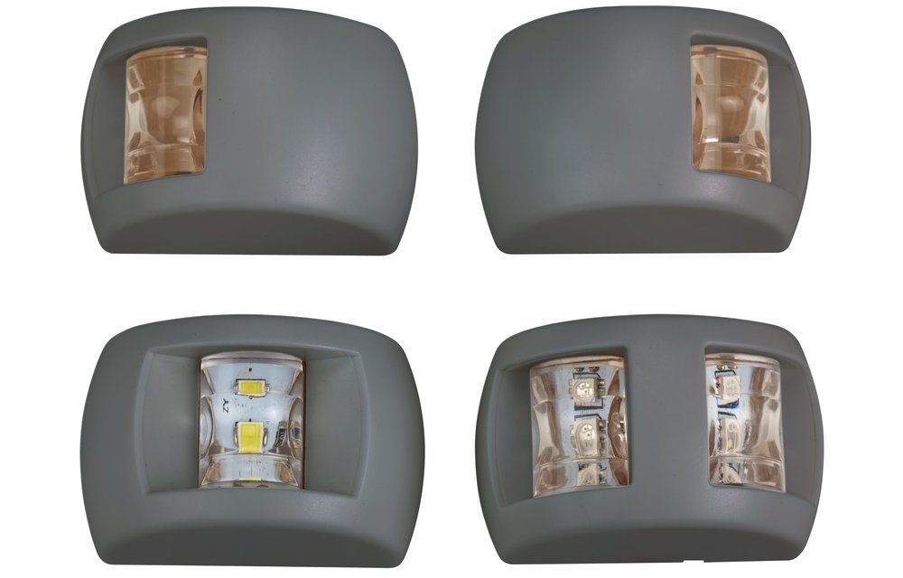 Allpa LED Positielantaarn  2-kleuren  12V / 0 6W  2x 125 5°  zwart kunststof huis  rode/groene lens