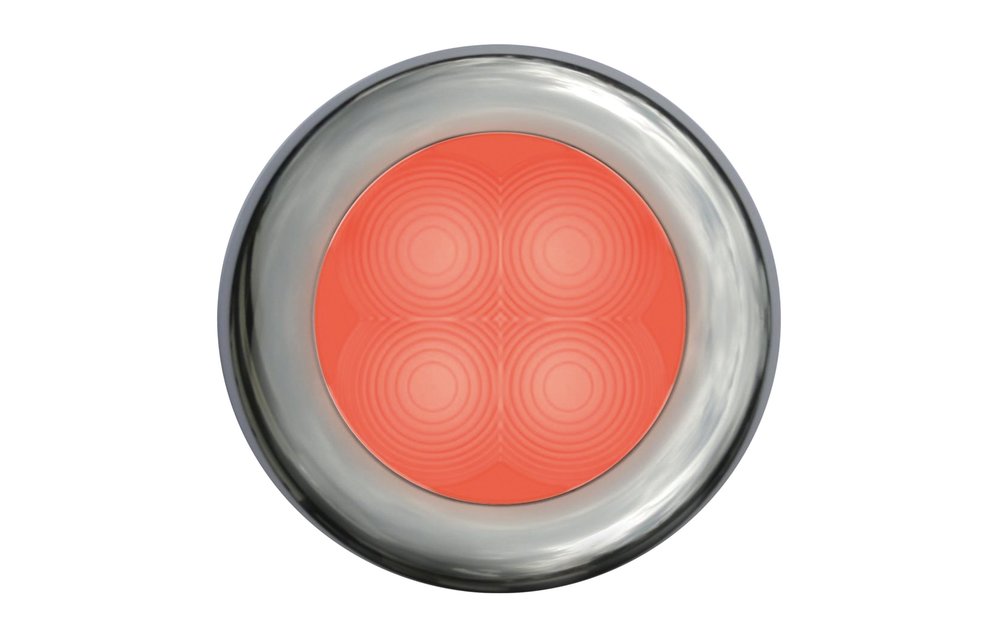 Hella Slim-Line ROUND OriÃ«ntatieverlichting  rood  12V LED  RVS vergulde rand  Ø72mm