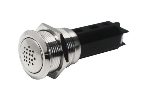 Allpa RVS Punt LED zoemer  24V  ring Ø22mm  boorgat Ø19mm  inbouwdiepte 54mm  rood LED