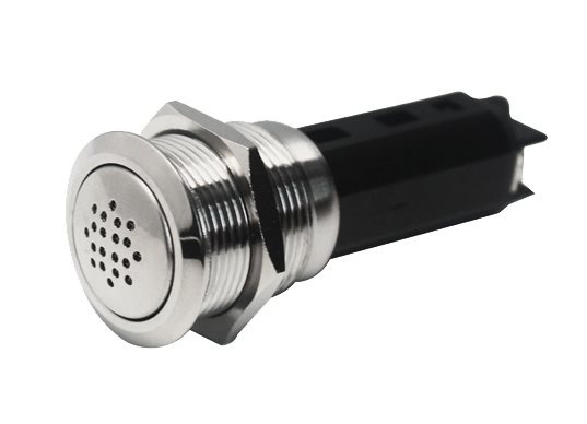 Allpa RVS Punt LED zoemer 24V ring Ø22mm boorgat Ø19mm inbouwdiepte 54mm rood LED