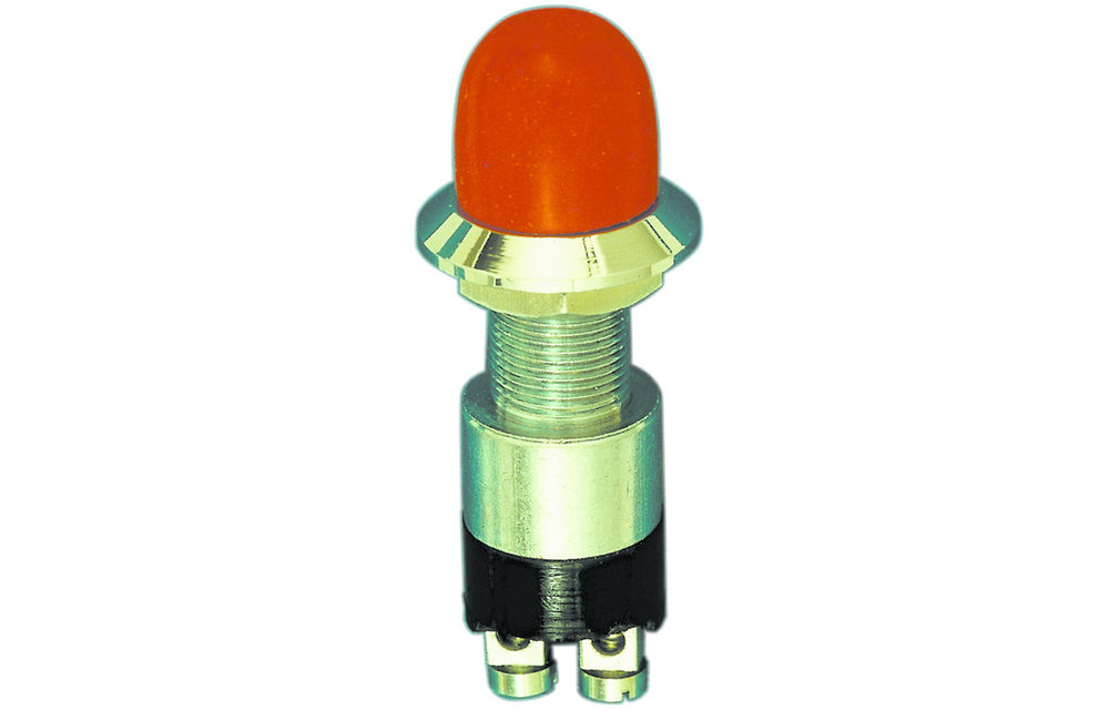 Allpa Messing-verchroomde druk (contact) schakelaar  30A  boorgat Ø14mm  rode knop (waterdicht)
