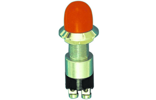Allpa Messing-verchroomde druk (contact) schakelaar  30A  boorgat Ø14mm  rode knop (waterdicht)