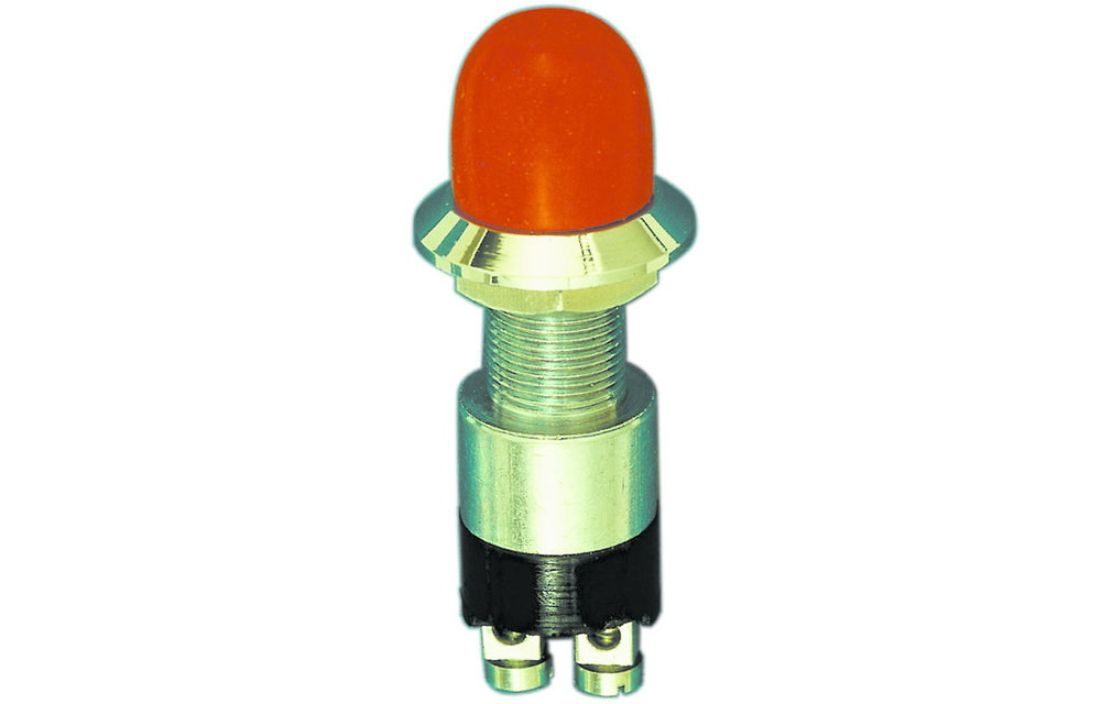 Allpa Messing-verchroomde druk (contact) schakelaar  30A  boorgat Ø14mm  rode knop (waterdicht)