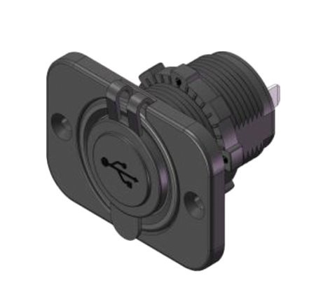 Allpa Waterdichte DC inbouw stekker met 2x USB ingangen (enkel)