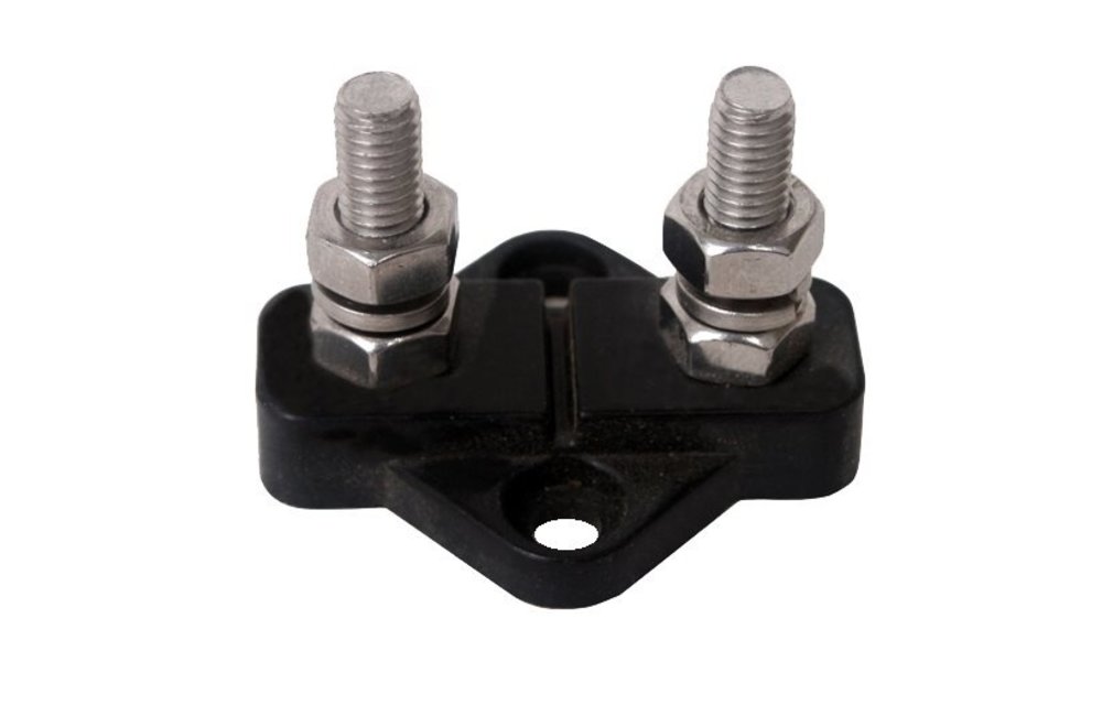 Allpa Geïsoleerde aansluitbout twin tinnenplaat op ABS basis 2x 10mm zwart