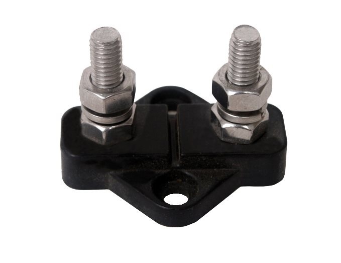 Allpa Geïsoleerde aansluitbout twin tinnenplaat op ABS basis 2x 10mm zwart