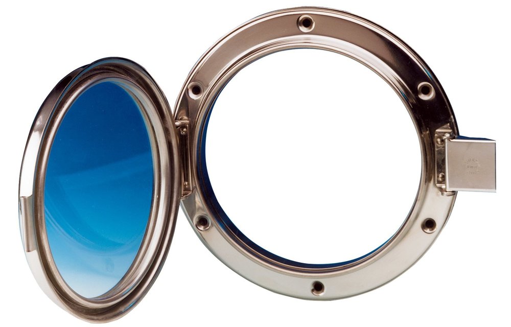 Allpa RVS Patrijspoort Ø165mm openklapbaar model met gehard glas gatmaat Ø116mm