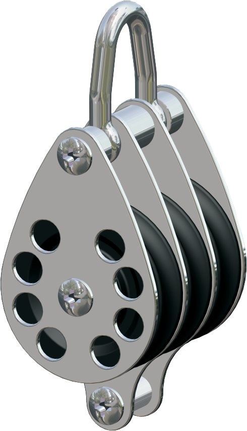 Antal RVS 316 slock serie 65  kogelgelagerd  triple block + becket (hondsvot)