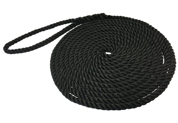 Allpa Polypropyleen gevlochten landvast met oogsplits  Ø10mm  L=4,5m  zwart