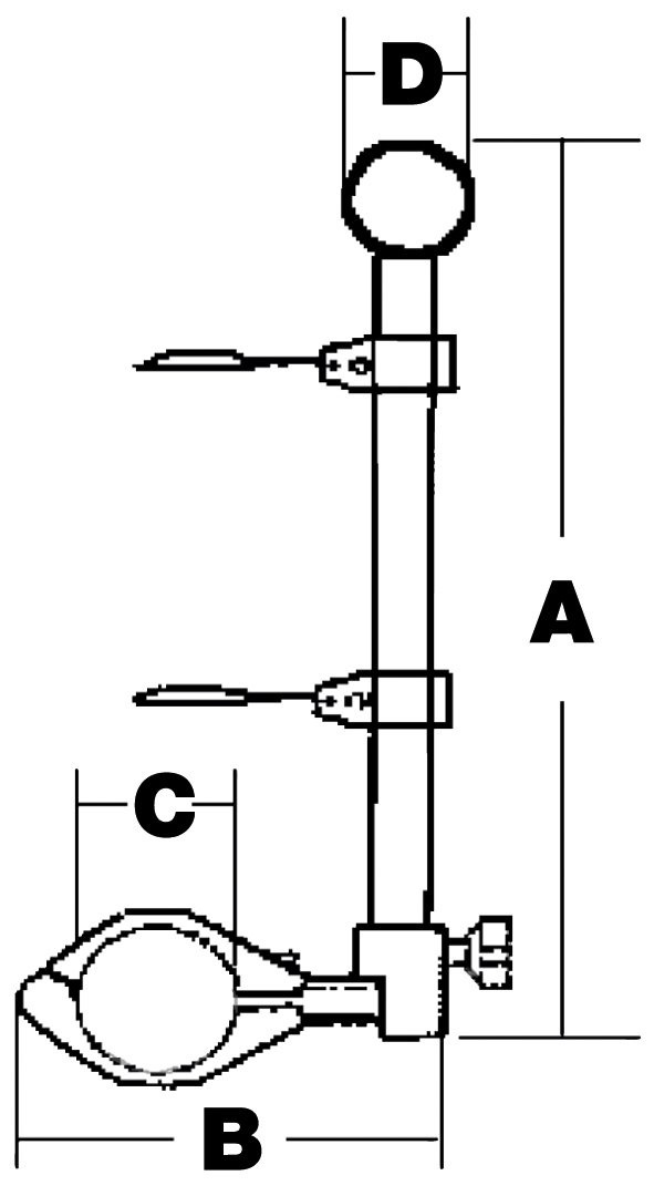 Allpa RVS vlaggenstok  L=450mm  voor montage op railing 25mm
