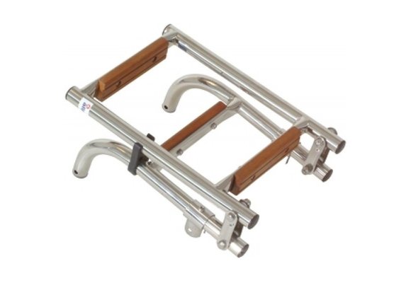 RVS zwemtrap opklapbaar teak