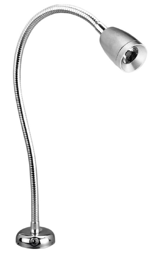 Allpa Flexibele LED-kaartleeslamp verchroomd messing 8-30V/1 2W LED 1x 1W