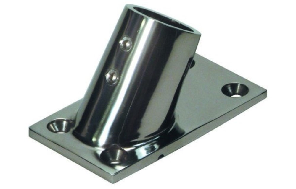 Allpa RVS Railingsteun 60° Ø22 25mm met rechte voet 76x43mm