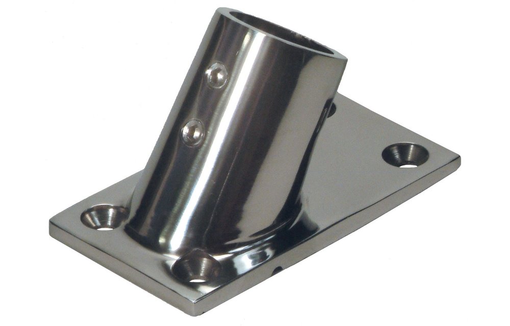 Allpa RVS Railingsteun 60° Ø22 25mm met rechte voet 76x43mm