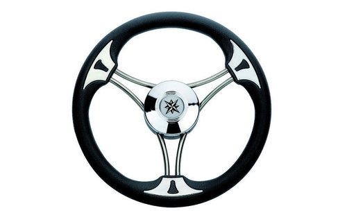 3-Spaaks stuurwiel Model 23 RVS met zwarte vinyl rand  35 cm