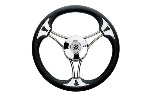 3-Spaaks stuurwiel Model 23 RVS met zwarte vinyl rand  35 cm