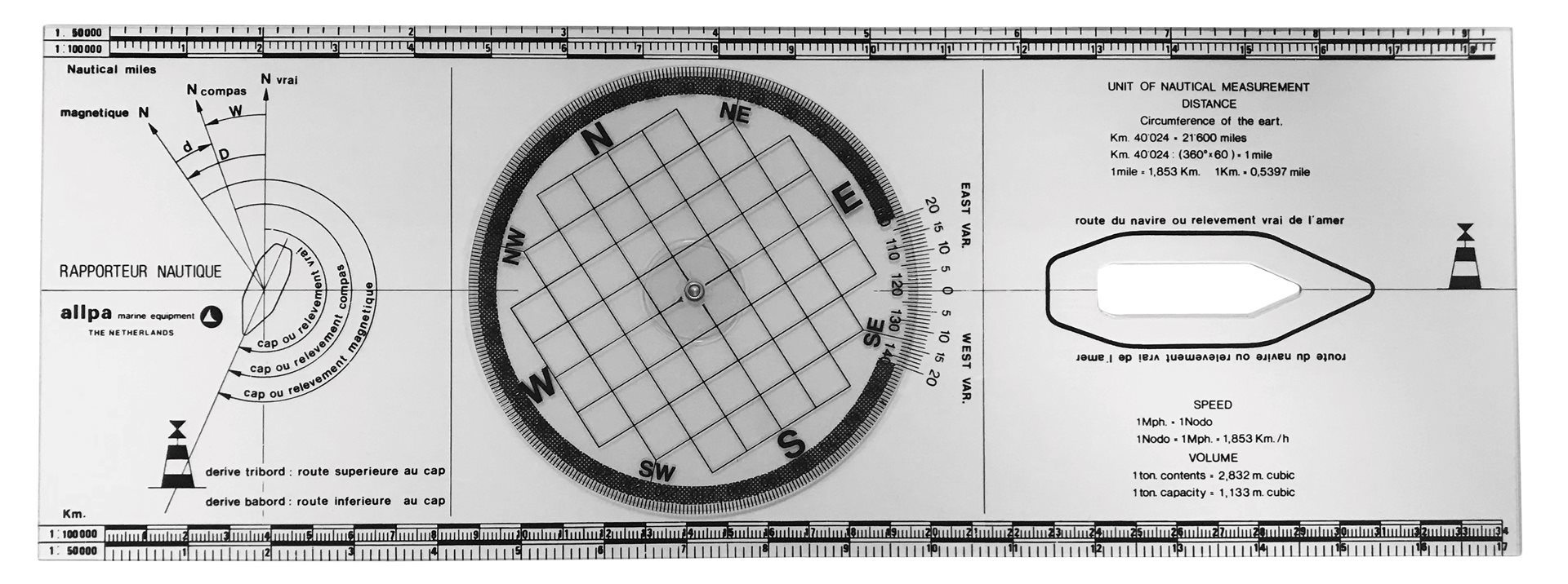 Allpa Plexiglas Bretonse Plotter koerslineaal