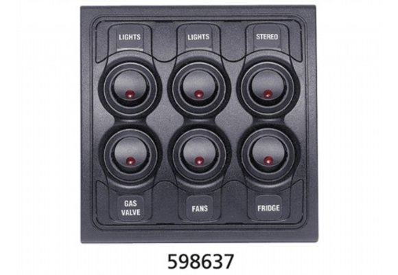 BEP 1000 serie schakelpaneel - 6 schakelaars - 12 Volt