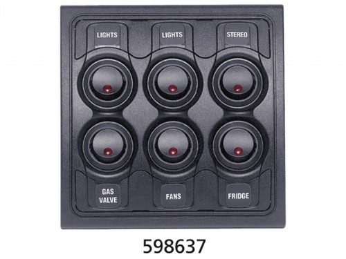 BEP 1000 serie schakelpaneel - 6 schakelaars - 12 Volt