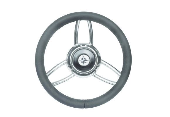 Allpa 3x-Dubbelspaaks stuurwiel type 27B RVS met zwarte vinyl rand  A=350mm  B=60mm