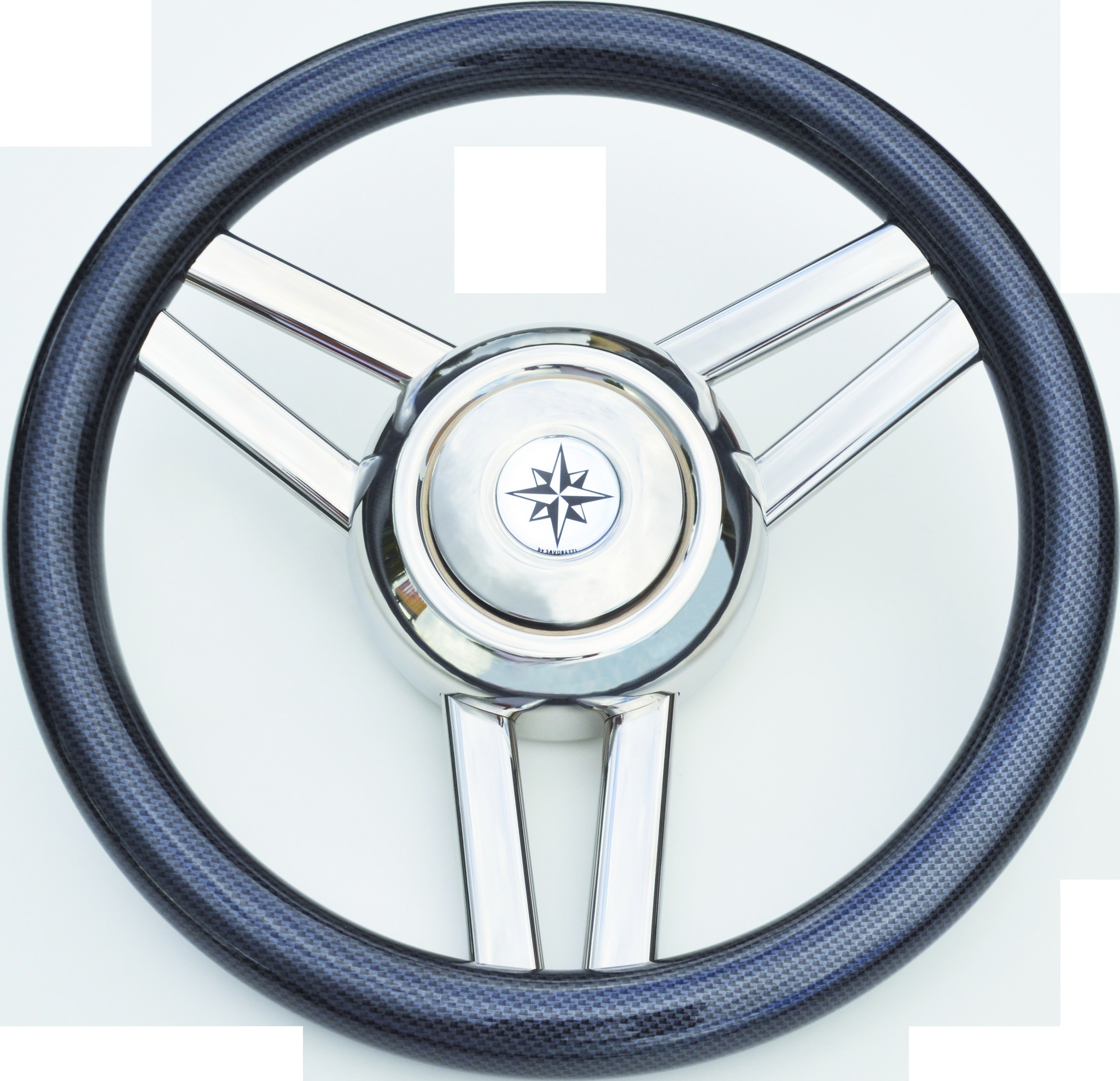 Allpa 3x-Dubbelspaaks stuurwiel type 27B RVS met zwarte vinyl rand  A=350mm  B=60mm