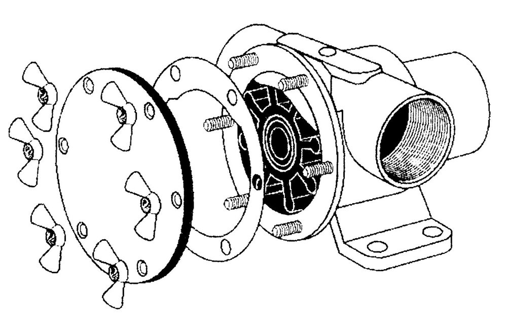 Johnson Pump set(B) RVS vleugelmoeren Pinwing & draadeind  set B (4st. M4 x M4)