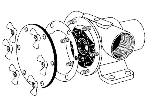 Johnson Pump set(B) RVS vleugelmoeren Pinwing & draadeind  set B (4st. M4 x M4)