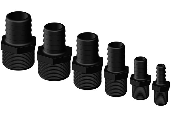 Allpa Kunststof slangtule  recht  Ø1-1/2 x 32mm  met buitendraad  zwart