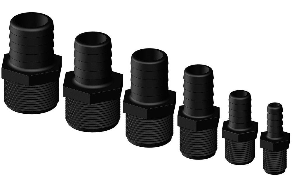 Allpa Kunststof slangtule  recht  Ø1 x 25mm  met buitendraad  zwart