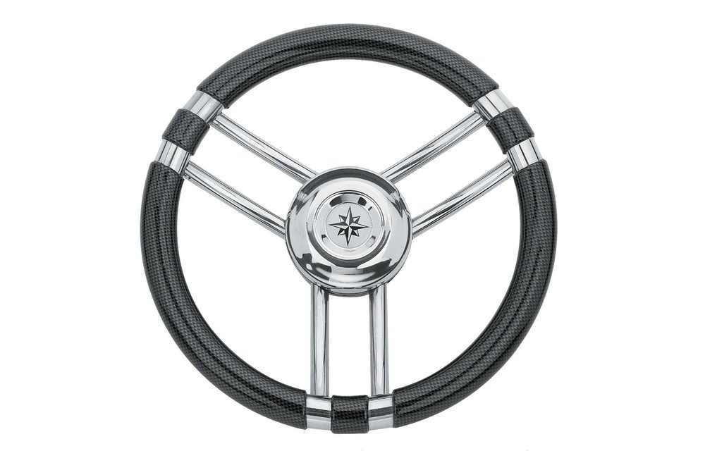 3-Spaaks stuurwiel Model 22 RVS met Carbon-look rand 35 cm