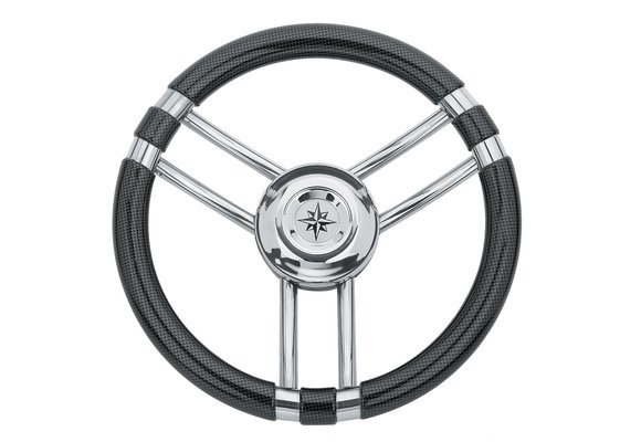 3-Spaaks stuurwiel Model 22 RVS met Carbon-look rand  35 cm