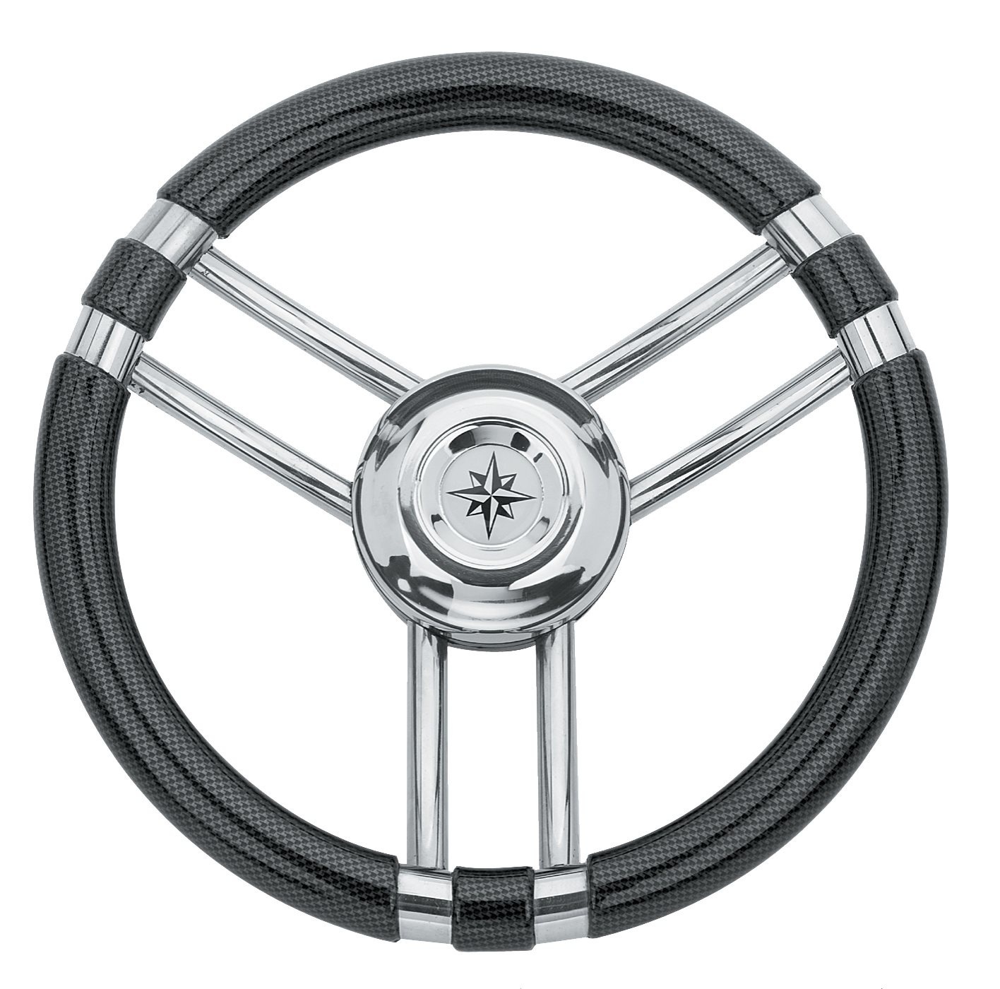 3-Spaaks stuurwiel Model 22 RVS met Carbon-look rand  35 cm