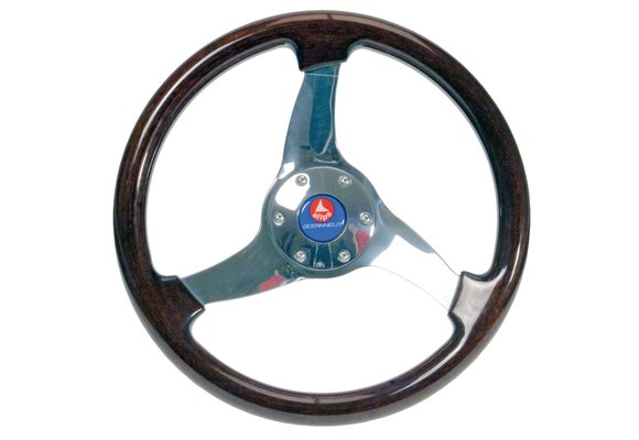 Allpa 3-Spaaks stuurwiel Elica RVS met mahoniehouten rand  A=350mm  B=95mm