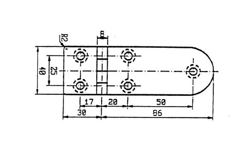 RVS scharnier 116 x 40
