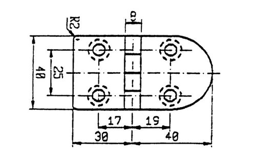 RVS scharnier 70 x 40